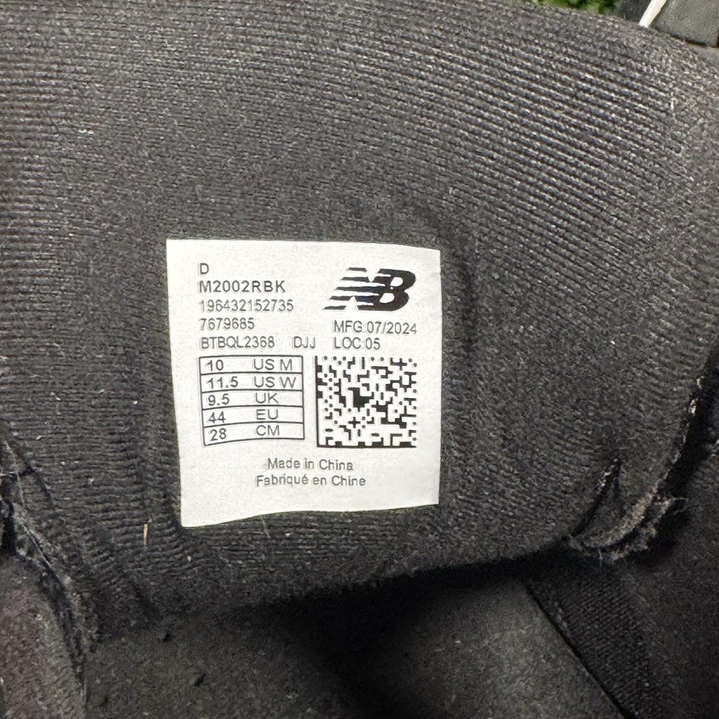 New Balance 2002R Black Gunmetal Size 10 M2002RBK